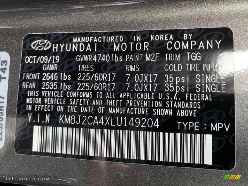 2020 Tucson Color Code M2F for Magnetic Force Metallic Photo #136591030