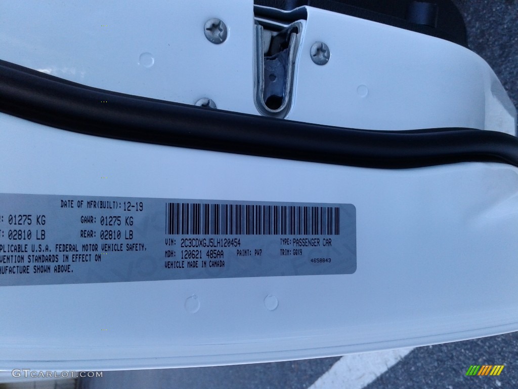 2020 Charger Color Code PW7 for White Knuckle Photo #136596898