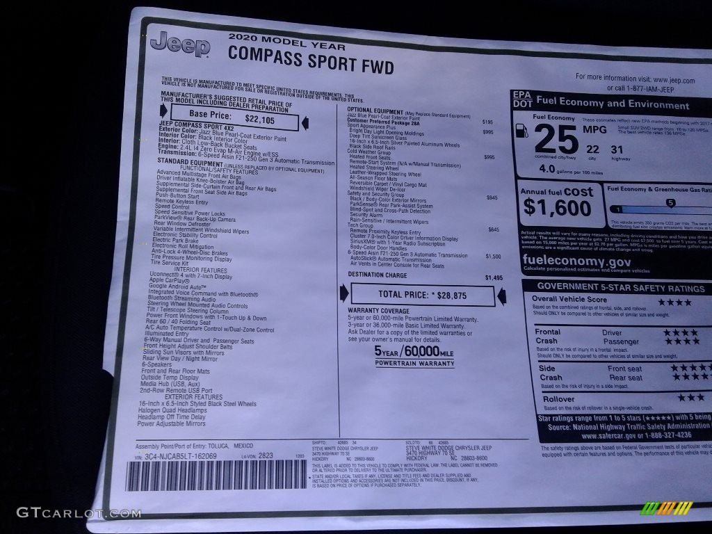 2020 Compass Sport - Jazz Blue Pearl / Black photo #29