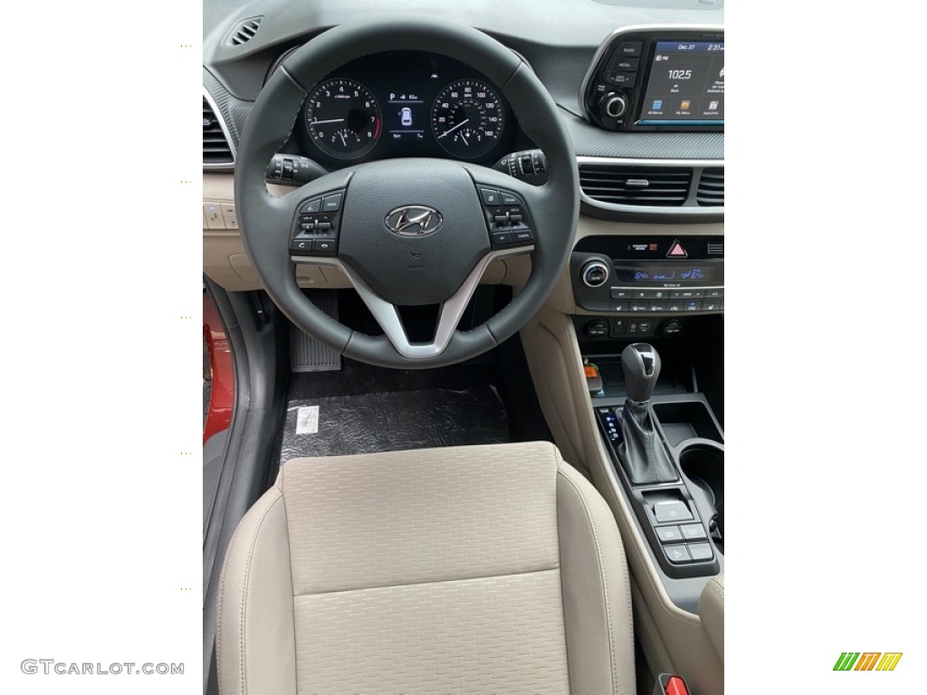 2020 Hyundai Tucson Sport AWD Beige Steering Wheel Photo #136610316
