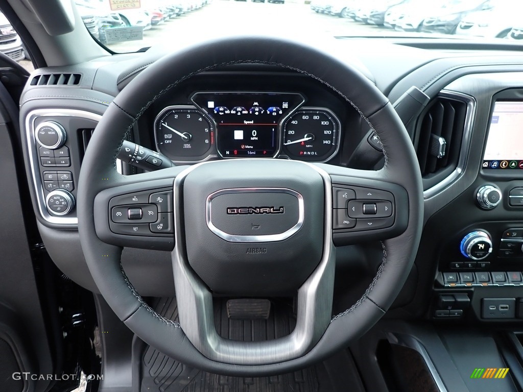 2020 GMC Sierra 1500 Denali Crew Cab 4WD Jet Black Steering Wheel Photo #136625187