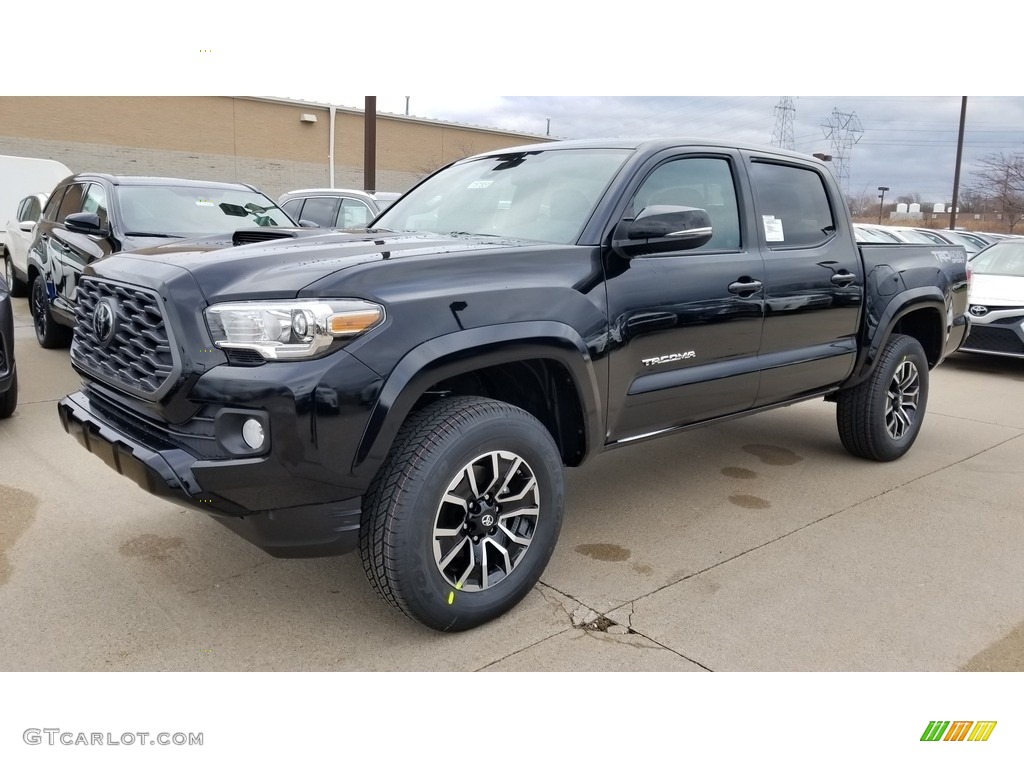 2020 Tacoma TRD Sport Double Cab 4x4 - Midnight Black Metallic / TRD Cement/Black photo #1