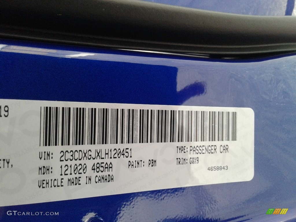 2020 Charger Color Code PBM for IndiGo Blue Photo #136636315