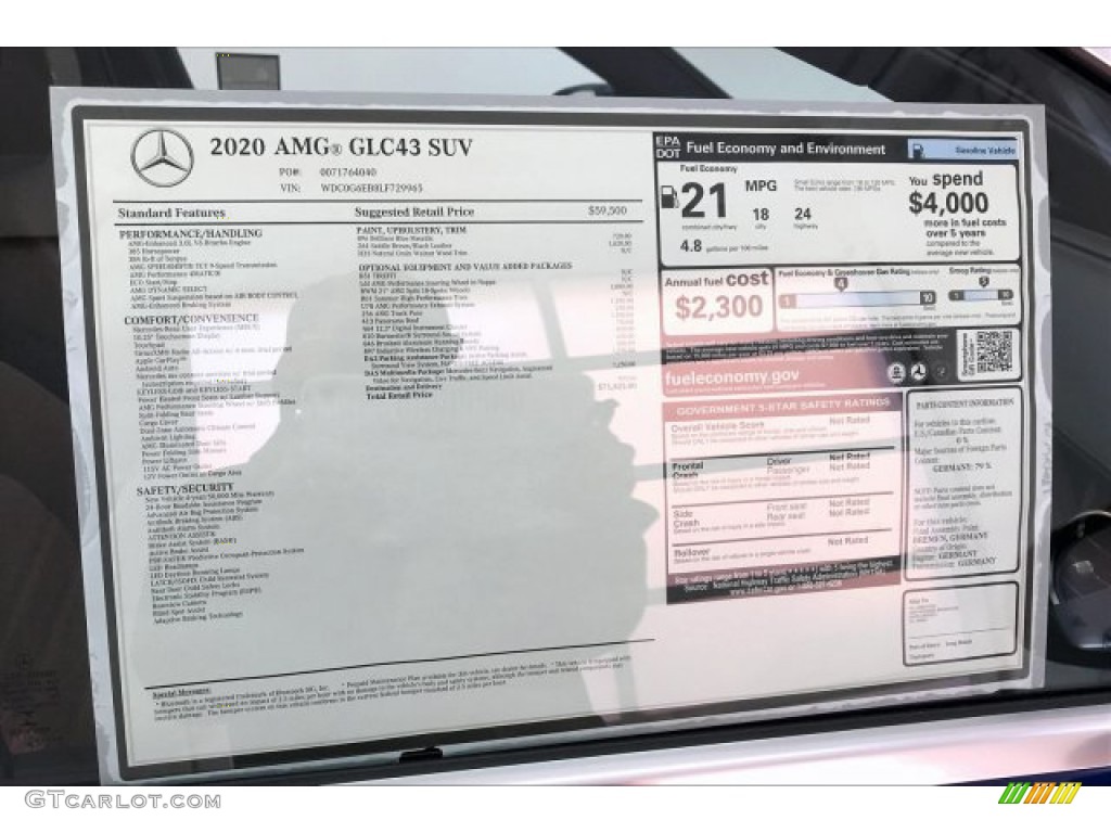 2020 Mercedes-Benz GLC AMG 43 4Matic Window Sticker Photo #136645048