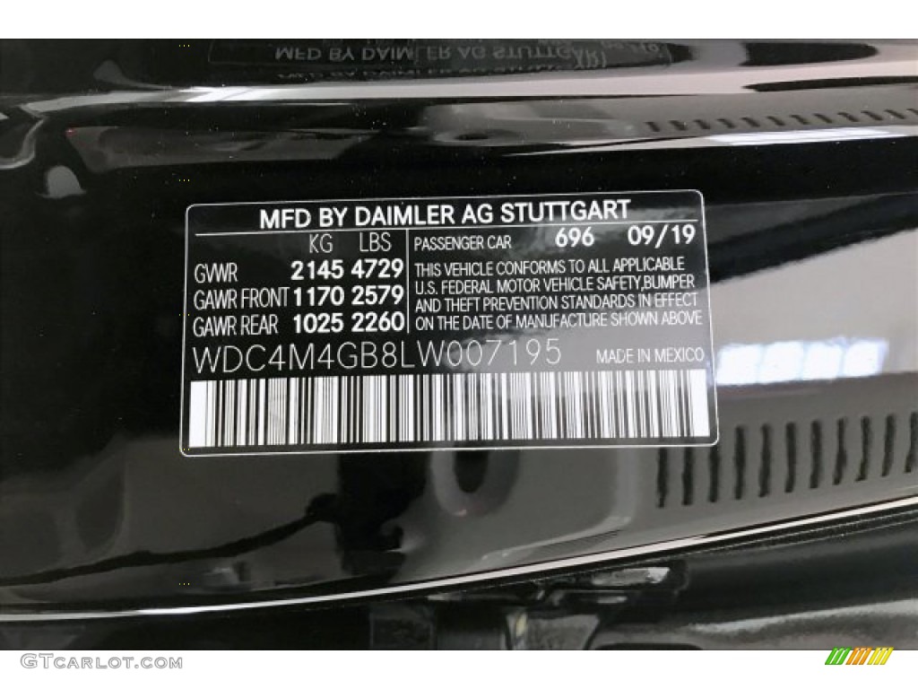 2020 GLB Color Code 696 for Night Black Photo #136645792
