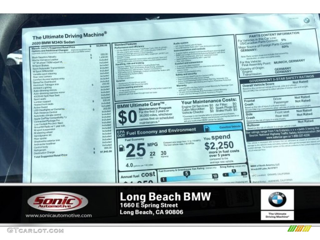 2020 3 Series M340i Sedan - Black Sapphire Metallic / Mocha photo #10
