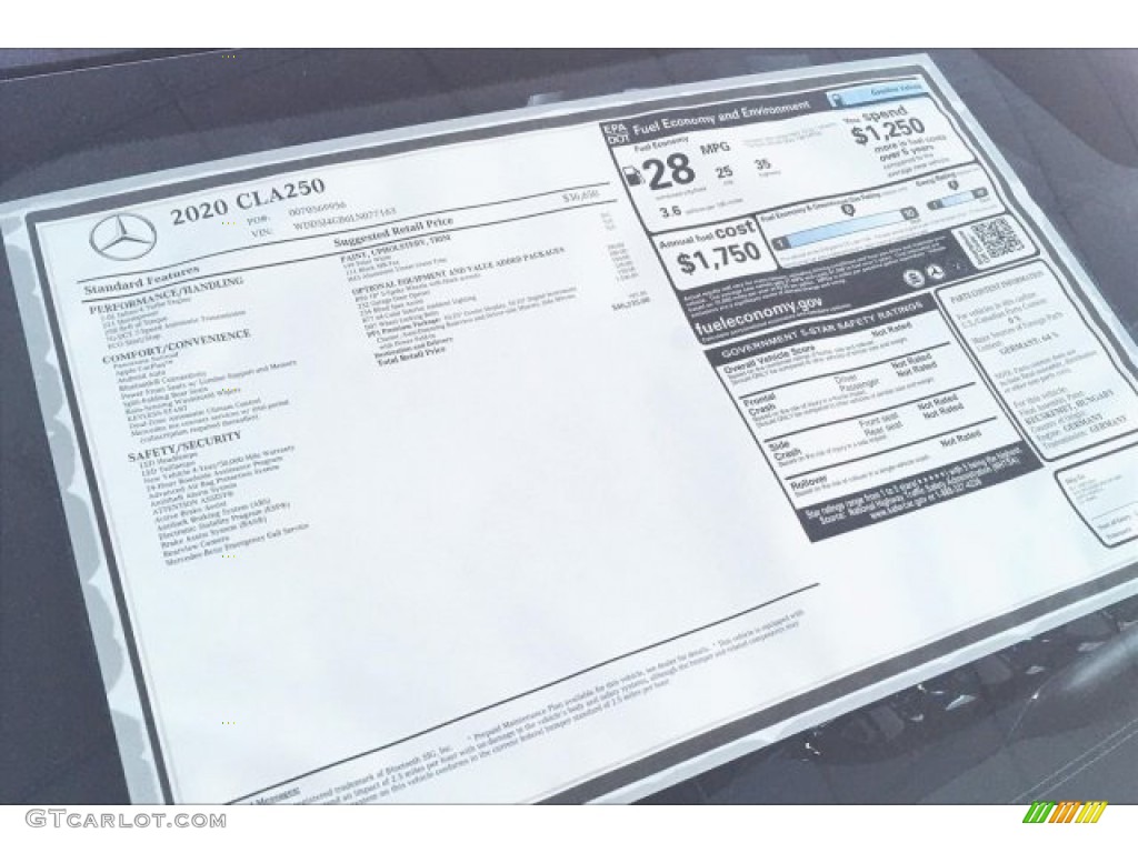 2020 Mercedes-Benz CLA 250 Coupe Window Sticker Photo #136654838