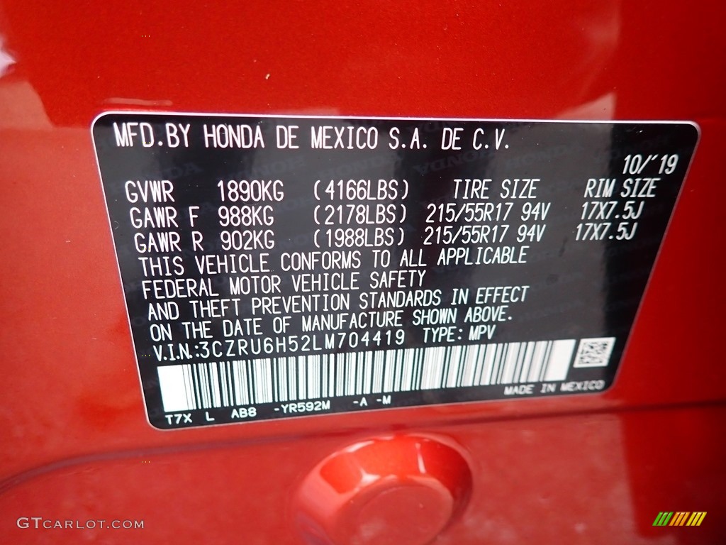 2020 HR-V Color Code YR592M for Orangeburst Metallic Photo #136655477