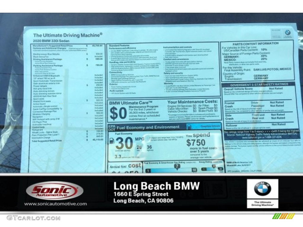 2020 3 Series 330i Sedan - Mediterranean Blue Metallic / Black photo #10