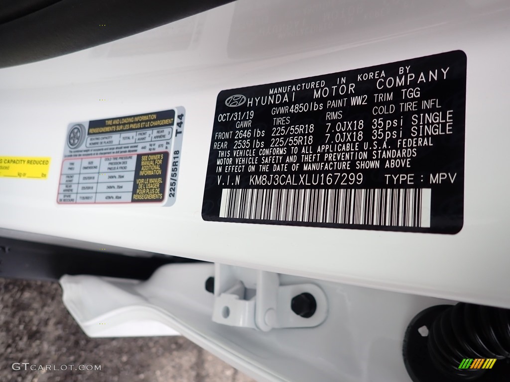 2020 Tucson Color Code WW2 for Cream White Pearl Photo #136664789