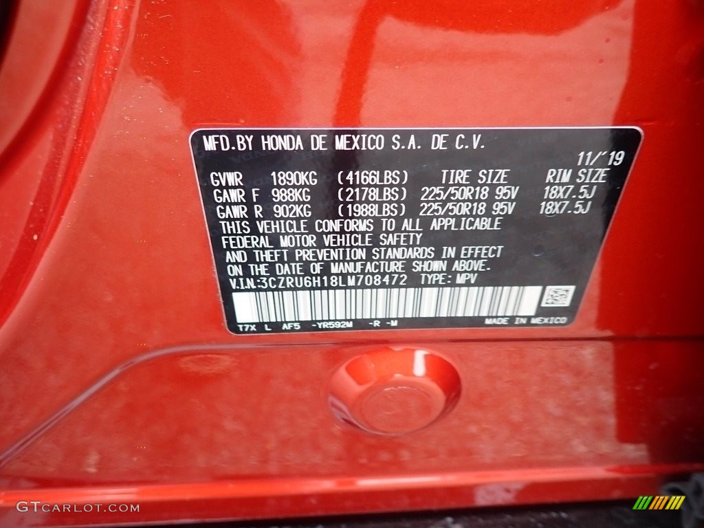 2020 HR-V Color Code YR592M for Orangeburst Metallic Photo #136665632