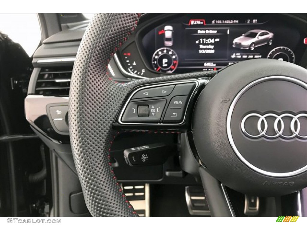 2019 Audi A4 Premium Plus quattro Black Steering Wheel Photo #136685356