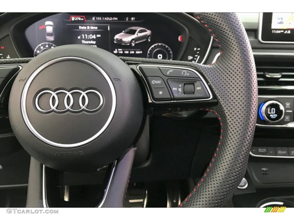 2019 Audi A4 Premium Plus quattro Black Steering Wheel Photo #136685374
