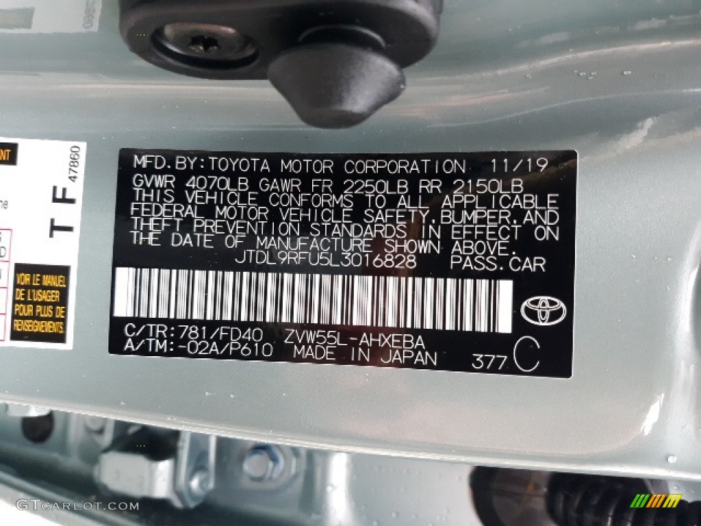 2020 Toyota Prius LE AWD-e Color Code Photos