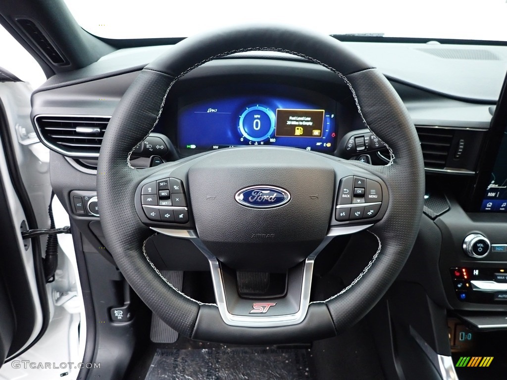 2020 Ford Explorer ST 4WD Ebony Steering Wheel Photo #136689583