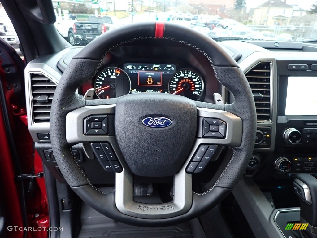 2020 Ford F150 SVT Raptor SuperCrew 4x4 Raptor Black Steering Wheel Photo #136695523