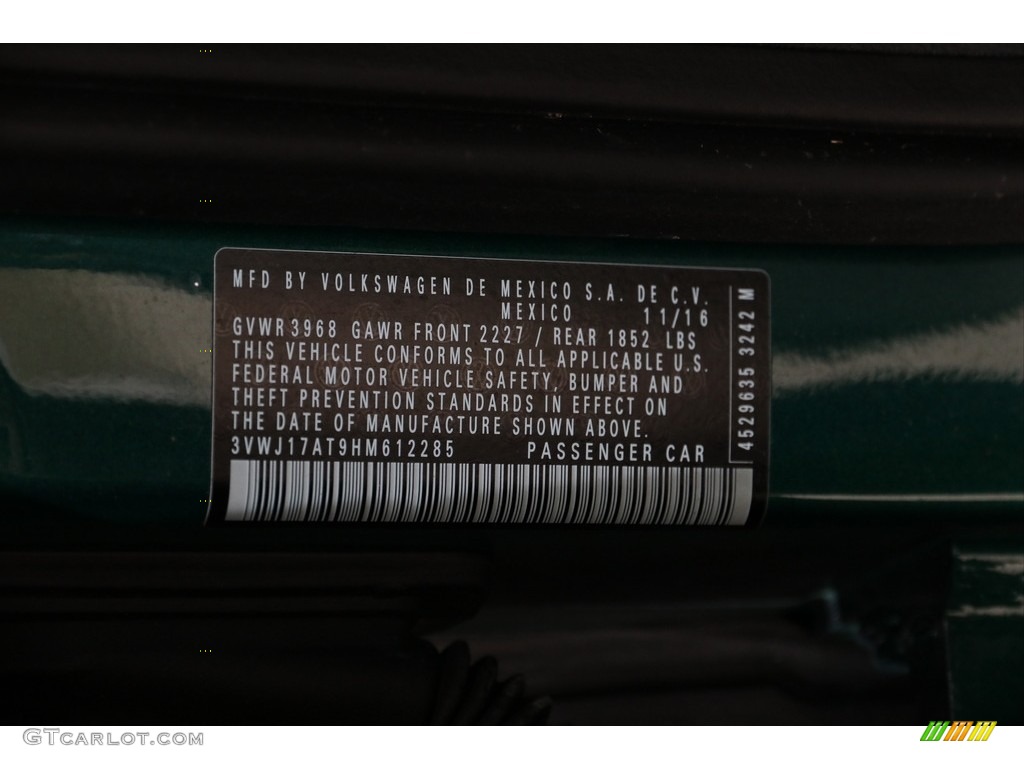 2017 Beetle 1.8T SE Coupe - Bottle Green Metallic / Titan Black photo #17