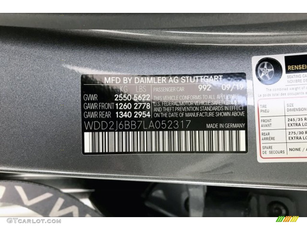 2020 CLS Color Code 992 for Selenite Grey Metallic Photo #136712223