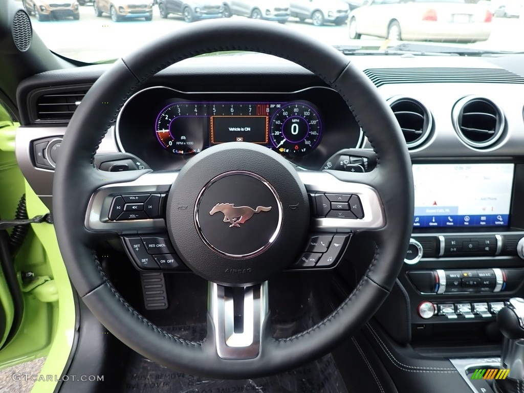 2020 Ford Mustang GT Premium Fastback Ebony/Recaro Leather Trimmed Steering Wheel Photo #136721112