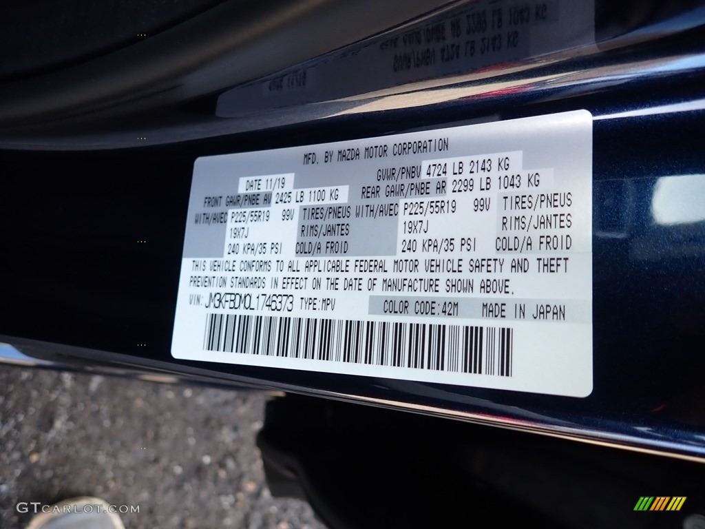 2020 CX-5 Color Code 42M for Deep Crystal Blue Mica Photo #136722537