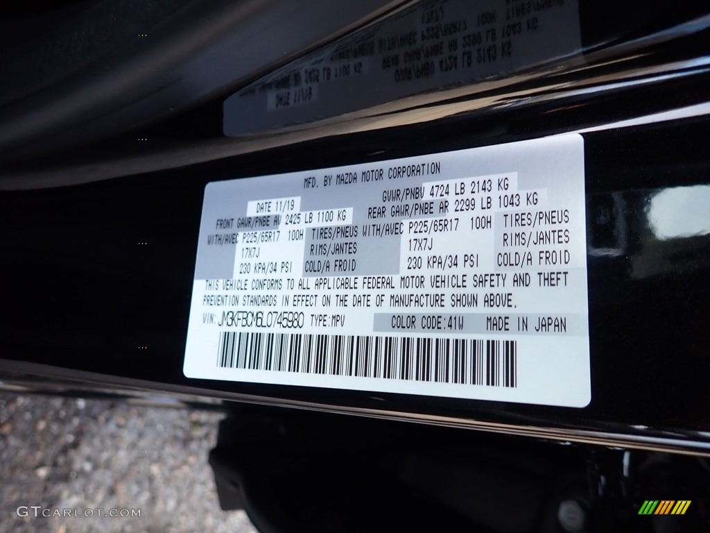 2020 CX-5 Color Code 41W for Jet Black Mica Photo #136722774