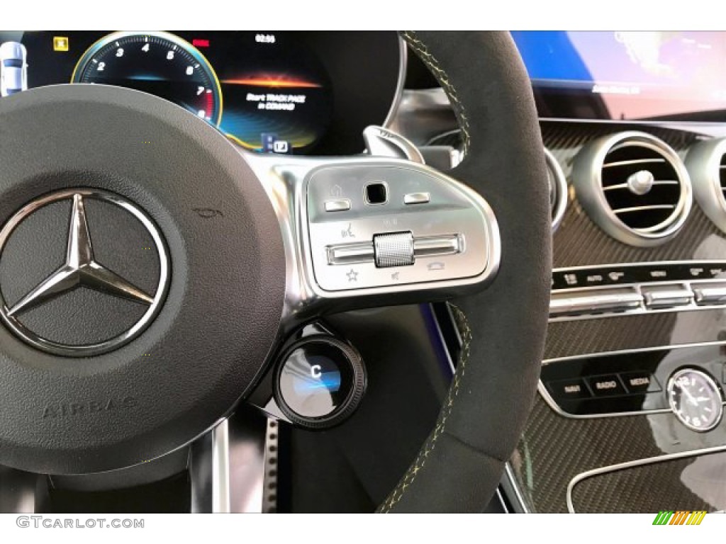 2020 Mercedes-Benz C AMG 63 S Coupe Magma Gray/Black Steering Wheel Photo #136723821