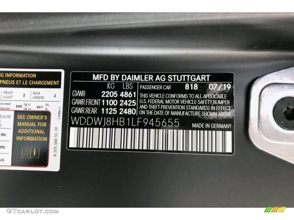 2020 C Color Code 818 for designo Graphite Grey Magno (Matte) Photo #136723884