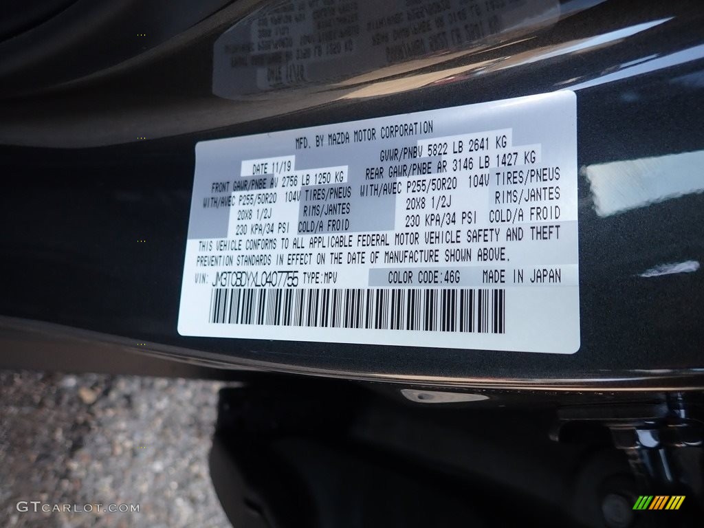 2020 CX-9 Color Code 46G for Machine Gray Metallic Photo #136724508