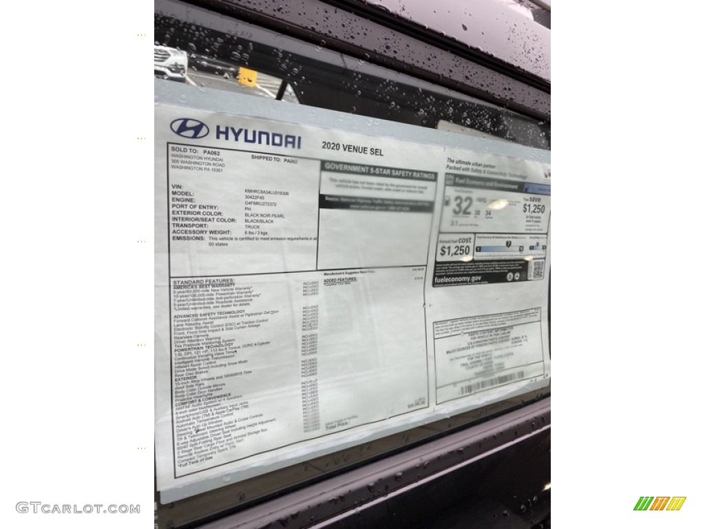 2020 Hyundai Venue SEL Window Sticker Photo #136725619