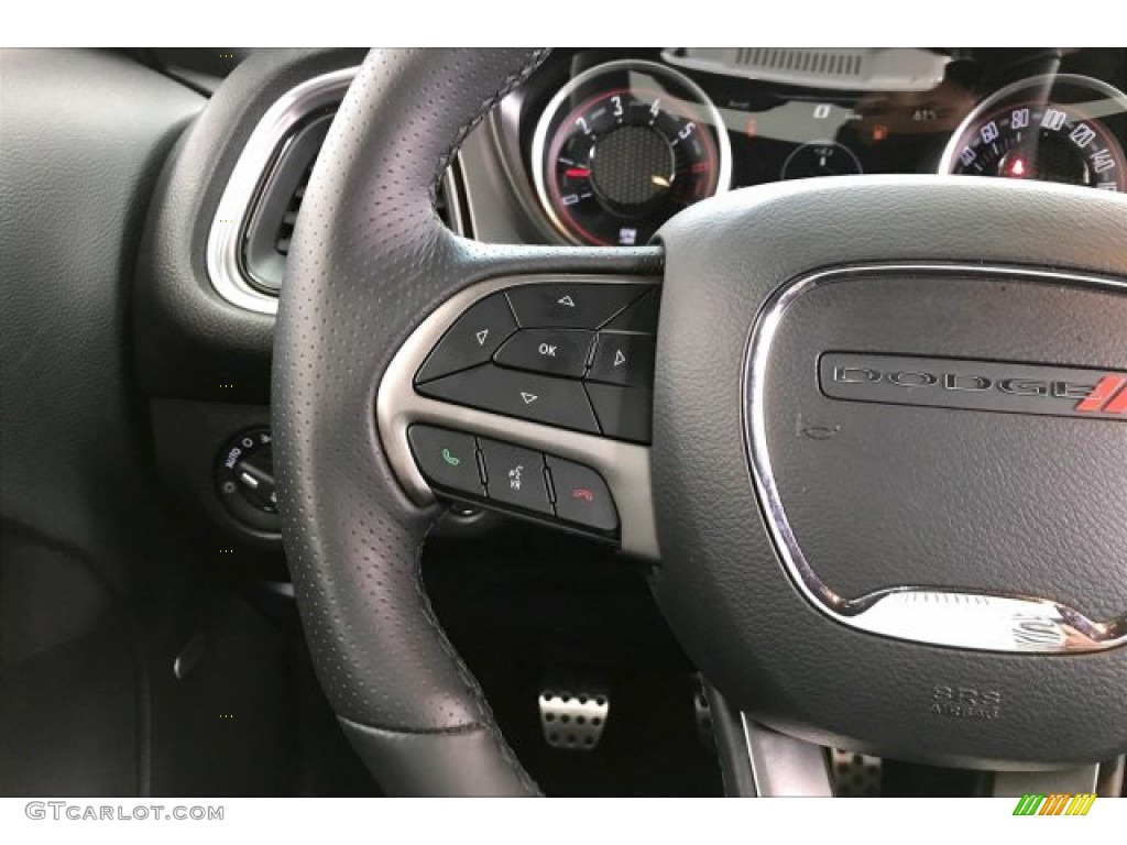 2019 Dodge Challenger R/T Scat Pack Black Steering Wheel Photo #136736860