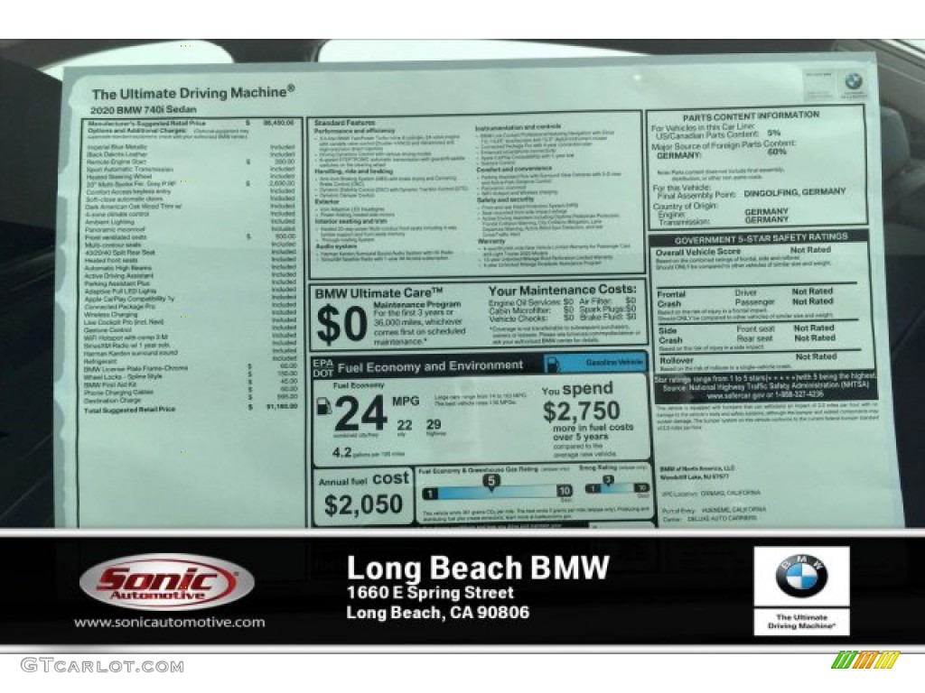 2020 7 Series 740i Sedan - Imperial Blue Metallic / Black photo #10