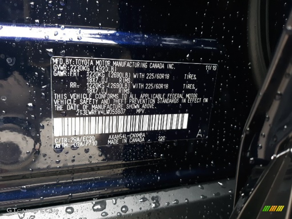 2020 RAV4 Color Code 2RA for Blueprint Photo #136739824