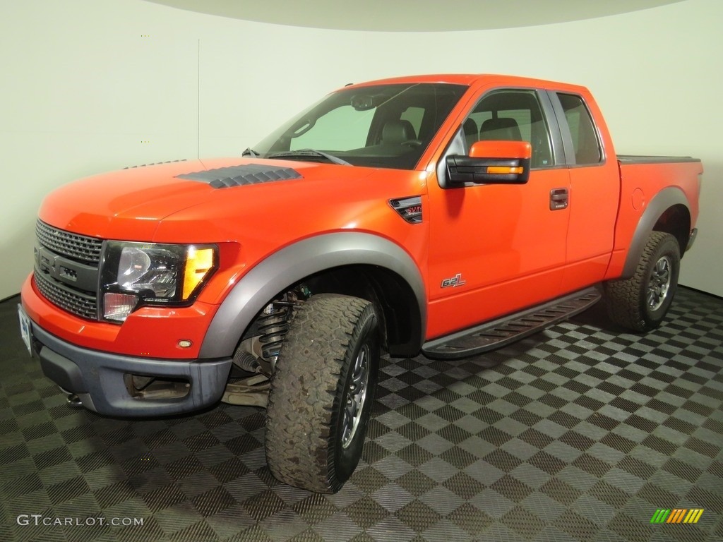 2011 F150 SVT Raptor SuperCab 4x4 - Molten Orange Tri Coat / Black photo #7