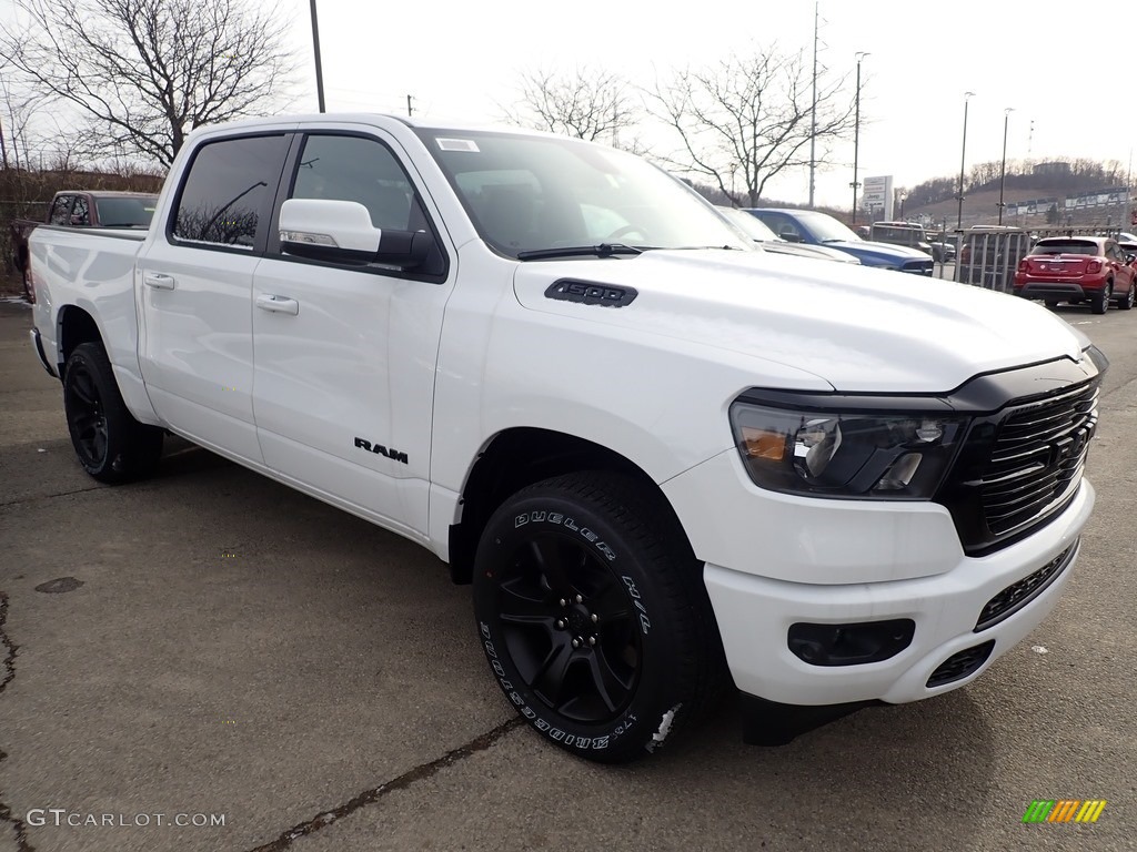 Bright White 2020 Ram 1500 Big Horn Night Edition Crew Cab 4x4 Exterior Photo #136755093