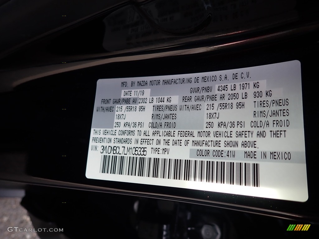 2020 CX-30 Color Code 41W for Jet Black Mica Photo #136758567