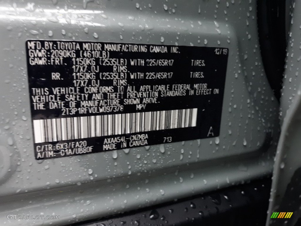 2020 RAV4 Color Code 6X3 for Lunar Rock Photo #136773337