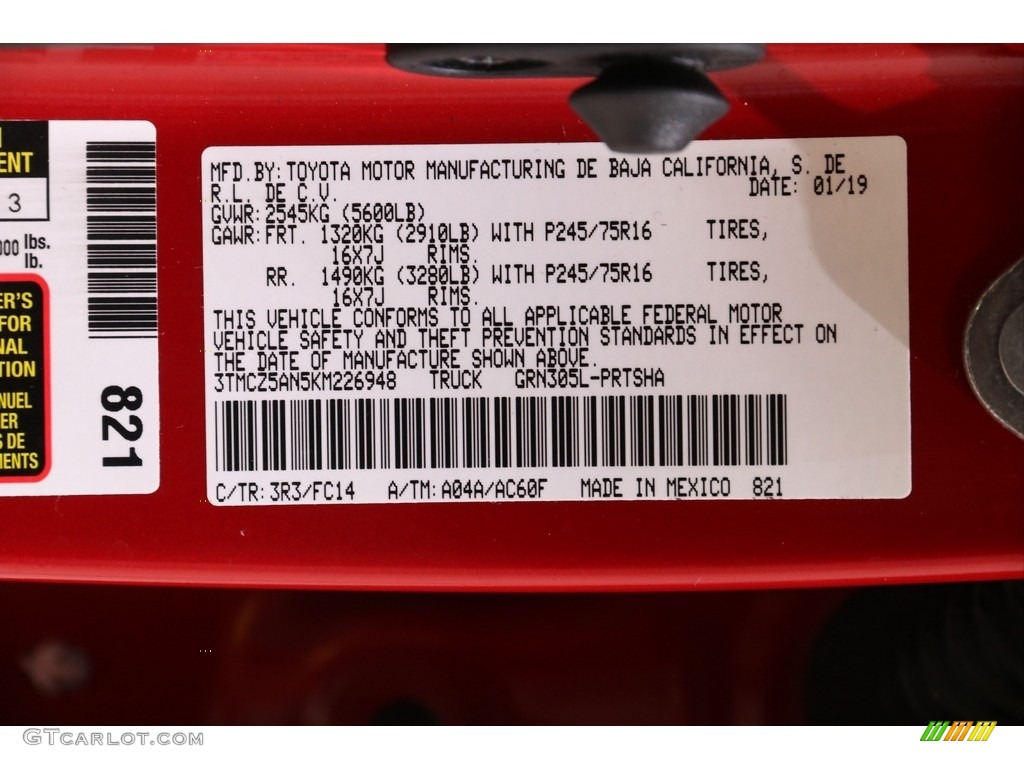 2019 Tacoma SR5 Double Cab 4x4 - Barcelona Red Metallic / Cement Gray photo #19