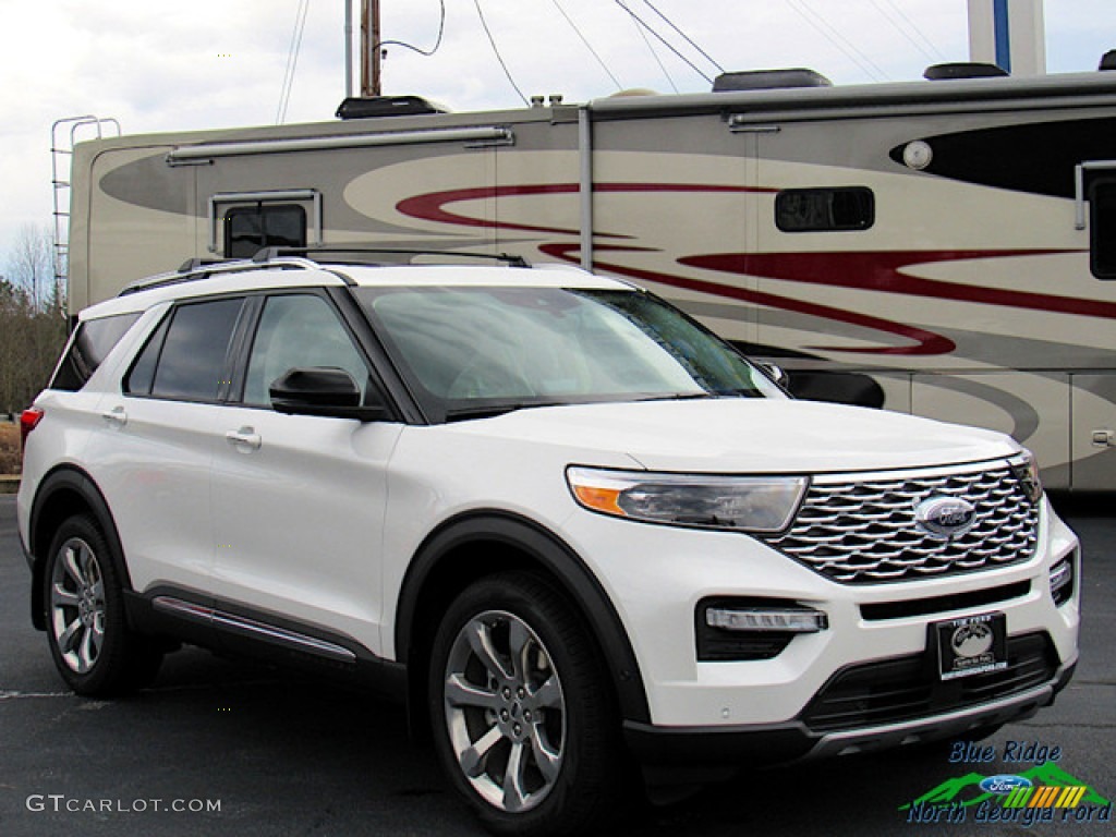 2020 Explorer Platinum 4WD - Star White Metallic Tri-Coat / Sandstone photo #7