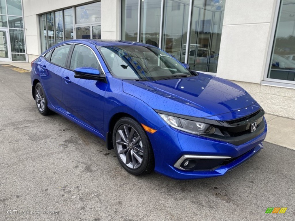 2020 Civic EX Sedan - Aegean Blue Metallic / Black photo #2