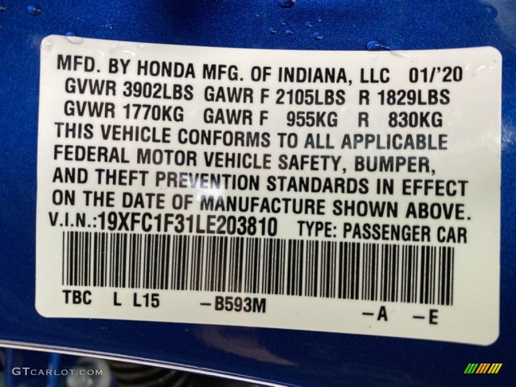 2020 Civic EX Sedan - Aegean Blue Metallic / Black photo #9