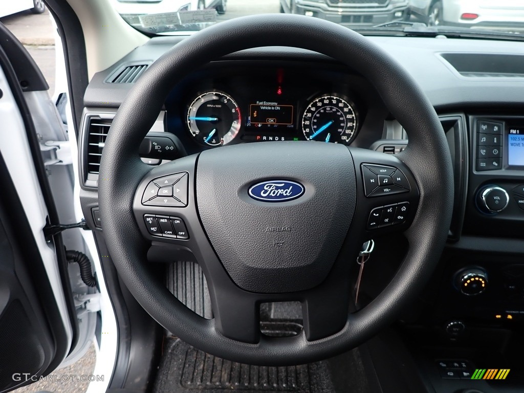 2019 Ford Ranger STX SuperCab 4x4 Ebony Steering Wheel Photo #136819815