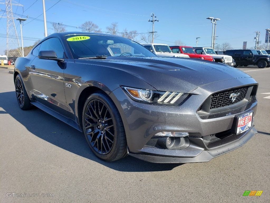 2016 Mustang GT Premium Coupe - Guard Metallic / Dark Saddle photo #1