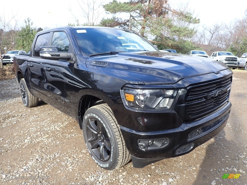 2020 1500 Big Horn Night Edition Crew Cab 4x4 - Diamond Black Crystal Pearl / Black photo #7