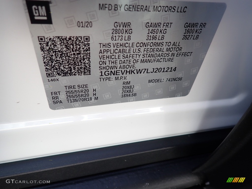 2020 Traverse LT AWD - Summit White / Jet Black photo #17