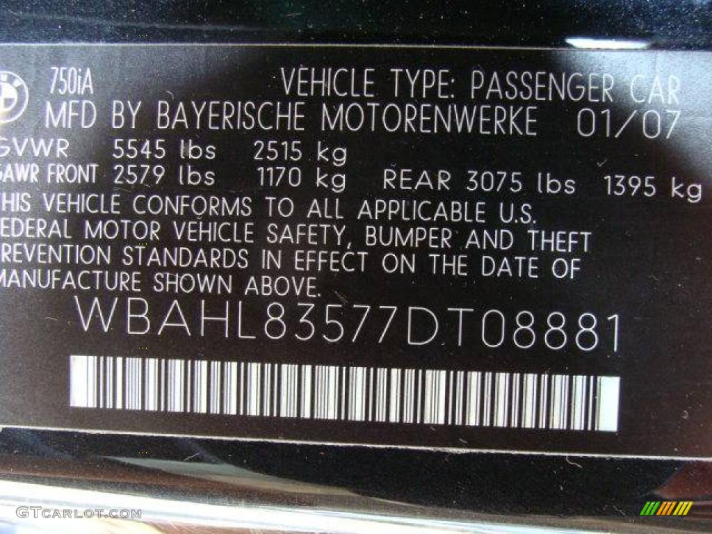 2007 7 Series 750i Sedan - Black Sapphire Metallic / Black photo #28