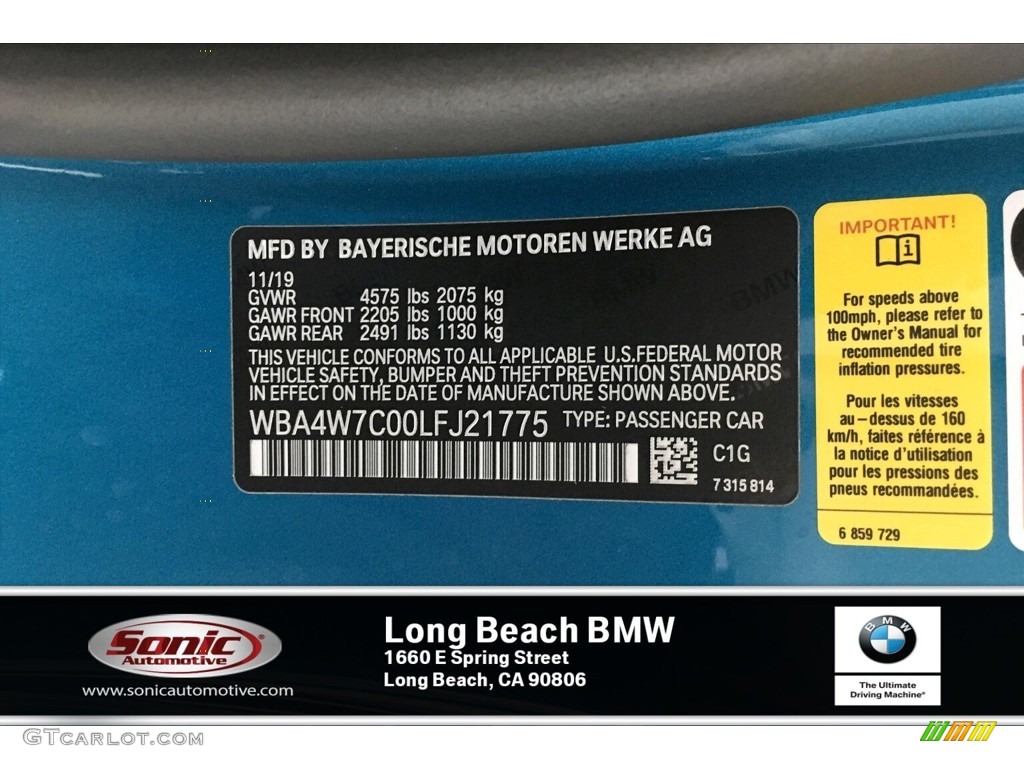 2020 4 Series Color Code C1G for Snapper Rocks Blue Metallic Photo #136880045