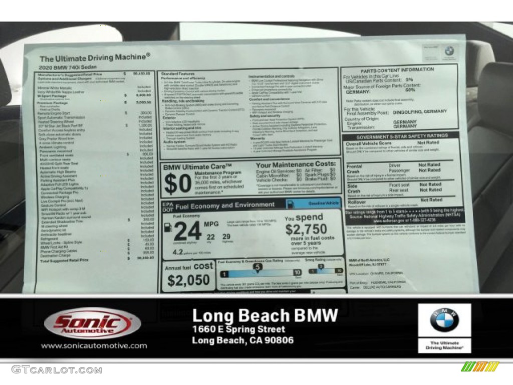 2020 7 Series 740i Sedan - Mineral White Metallic / Ivory White/Black photo #10