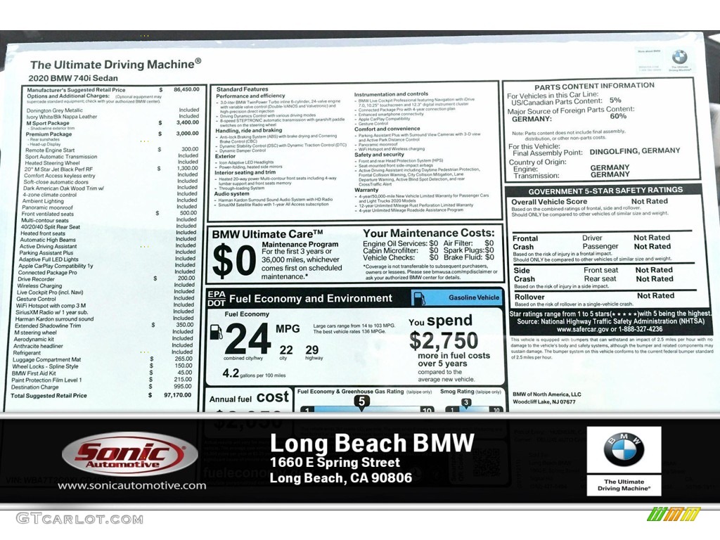 2020 7 Series 740i Sedan - Donington Grey Metallic / Ivory White/Black photo #10