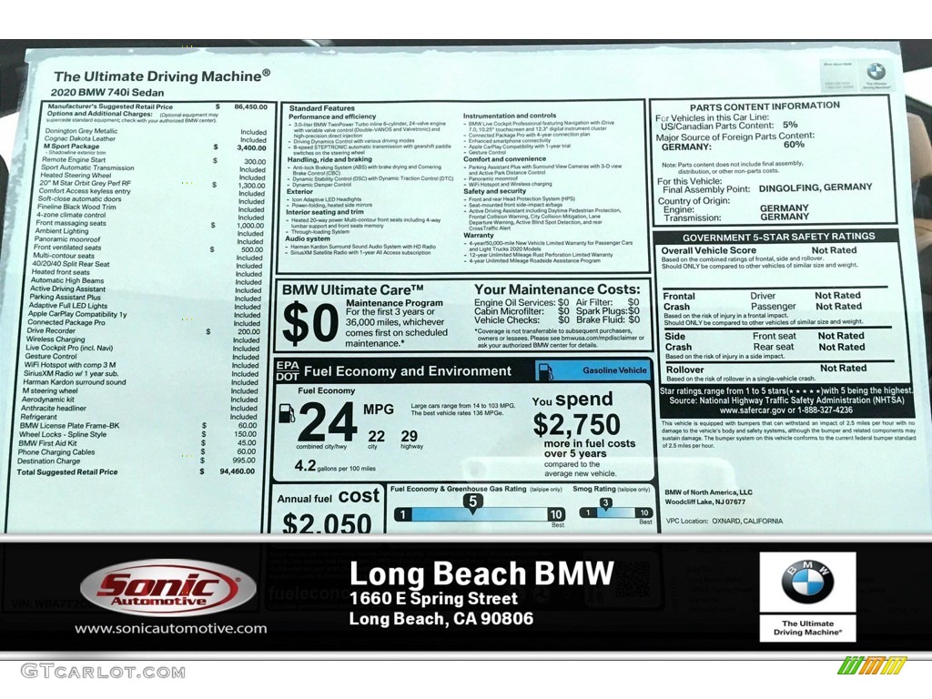 2020 7 Series 740i Sedan - Donington Grey Metallic / Cognac photo #10