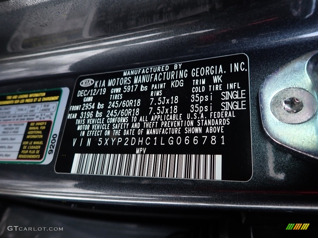 2020 Kia Telluride LX AWD Color Code Photos